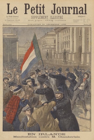 Demonstrace v Irsku proti Josephu Chamberlainovi od after Oswaldo Tofani