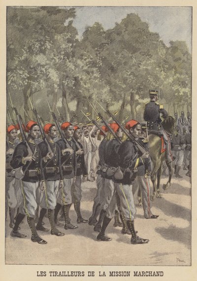 Francouzští koloniální tirailleurs z mise Marchand od after Oswaldo Tofani