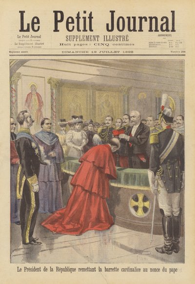 Francouzský prezident Faure nasazuje kardinálskou čepici na hlavu papežského nuncia od after Oswaldo Tofani