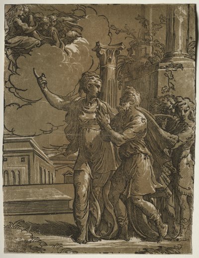 Tiburtine Sibyla a císař Augustus od after Parmigianino