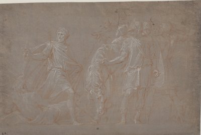 Mucius Scaevola překračující Tiberu od after Polidoro da Caravaggio