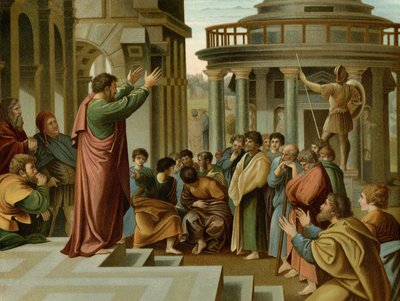 Pavel káže v Athénách od after Raphael