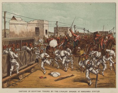 Zachycení egyptských vlaků jízdní brigádou na nádraží Mahsameh od after Richard Simkin