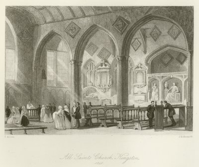 Kostel Všech svatých, Kingston, 1840 od after Thomas Allom