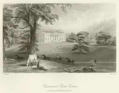 Claremont Park, Esher, patřící Jejímu Veličenstvu královně od after Thomas Allom