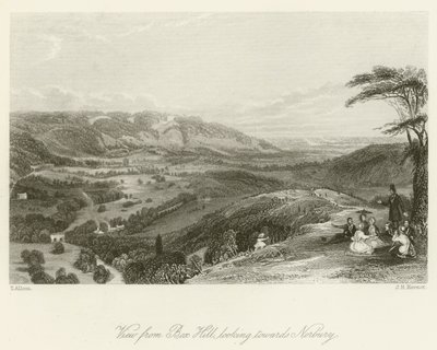 Pohled z kopce Box Hill směrem k Norbury od after Thomas Allom