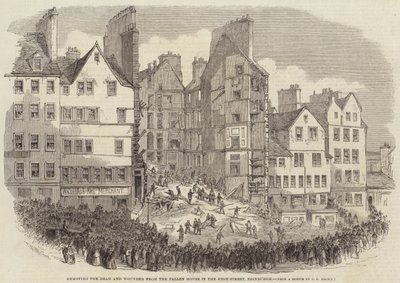 Odstraňování mrtvých a zraněných z padlého domu na High-Street v Edinburghu od after Thomas Harrington Wilson