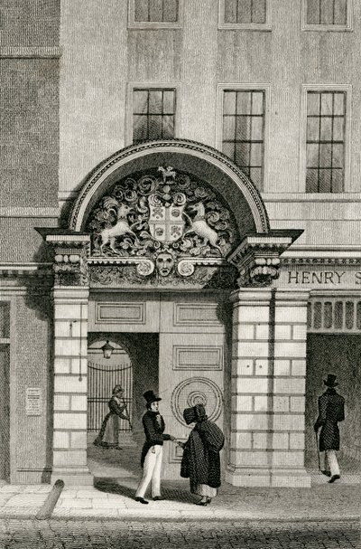 Barber Surgeons Hall, Monkwell Street, 1830 od Thomas Hosmer after Shepherd