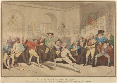 Akademie šermu pana H. Angela od after Thomas Rowlandson