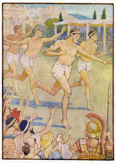 V nejstarších dobách byl jednoduchý závod nohou jedinou událostí od after Walter Crane