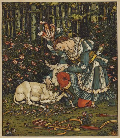 Princ Guerrier pečuje o zraněnou zadní část od after Walter Crane