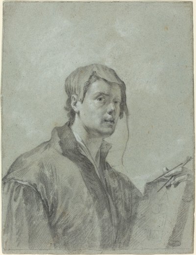 Umělec drží knihu a kompas od after Willem Drost