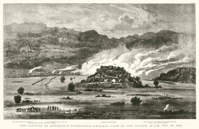 Dobytí pevnosti Sekukunis, celkový pohled na útok, 10:00, 28. listopadu 1879 od after William Henry James Boot