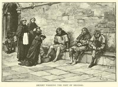 Becket myje nohy žebrákům od after William Henry Margetson