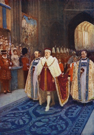 Král Edward VII vstoupil na svou korunovaci do Westminsterského opatství od after William Henry Margetson