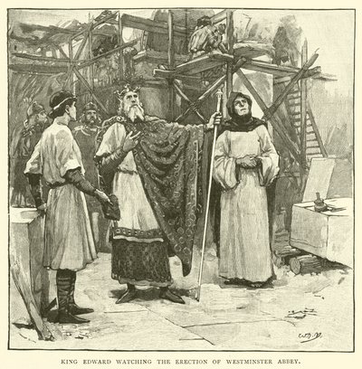Král Edward sleduje erekci Westminsterského opatství od after William Henry Margetson