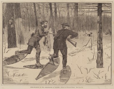 Sledování jelenů v Adirondacks v zimě od Winslow Homer
