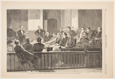 Porotci poslouchají radu, Nejvyšší soud, New City Hall, New York od Winslow Homer
