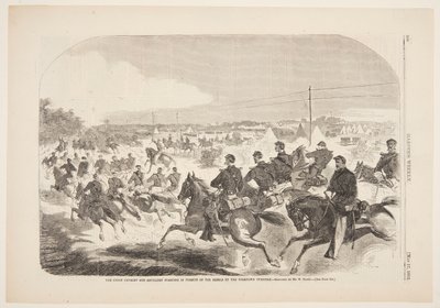 Svazová kavalérie a dělostřelectvo začínají v pronásledování rebelů po silnici Yorktown od Winslow Homer