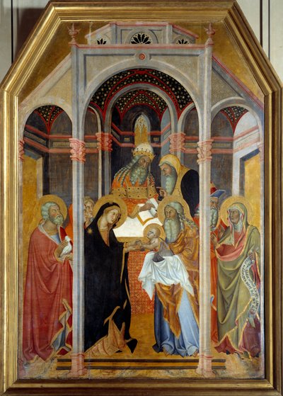 Prezentace v chrámu Malba na dřevě od Bartola di Fredi (1330-1410) 14. století ne. 1,9x1,25m od also Manfredi de Battilori Bartolo di Fredi