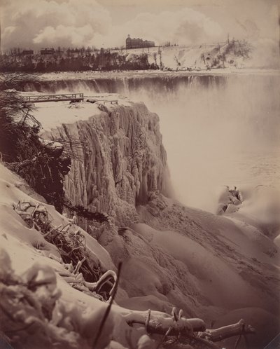 Zmrzlé vodopády od attributed to Charles Bierstadt