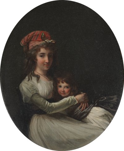 Portrét matky a dcery od attributed to Henri Pierre Danloux