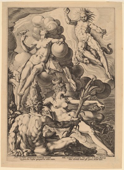 Čtyři živly od attributed to Jacob Matham, after Hendrick Goltzius