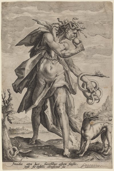 Závist od attributed to Jacob Matham, after Hendrik Goltzius