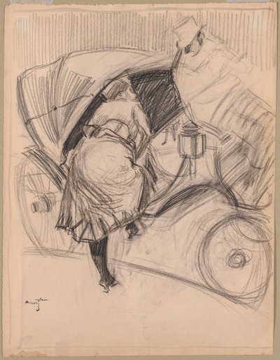 Žena vstupující do fiakra (recto) od attributed to Jean Louis Forain