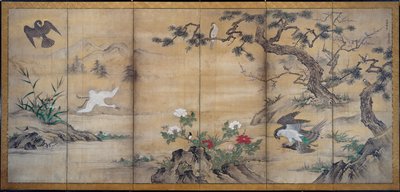 Ptáci a květiny od attributed to Kano Shōei