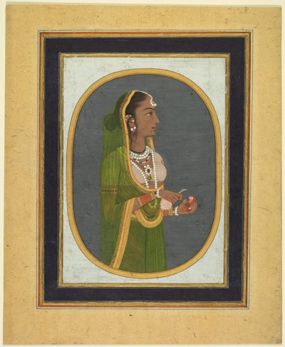 Dvorní dáma nalévá víno (recto) od attributed to Muhammad Rizavi Hindi
