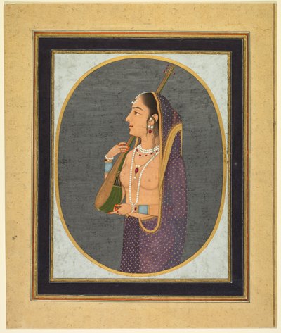 Dvorní dáma zpívá a hraje na víno od attributed to Muhammad Rizavi Hindi