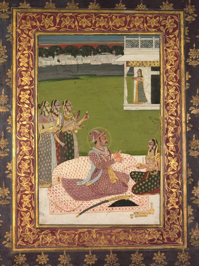 Portrét maharaja Savant Singh s chotí, Bani Thani od attributed to Nihal Chand