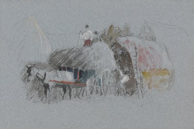 Stavba stohu (studie nošení sena) od attributed to Peter DeWint
