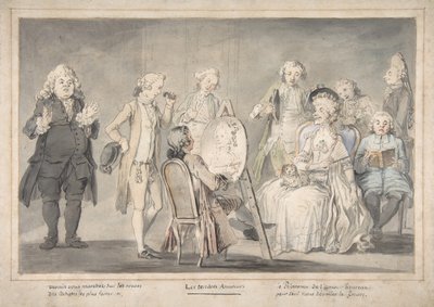 Satirická kresba: Umělec malující portrét staré dámy, 1729-1804. od attributed to Pietro Antonio Novelli.