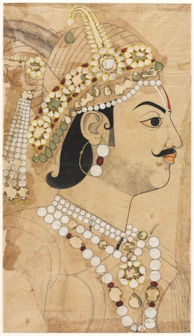 Portrét Maharaja Pratap Singh (1764-1803) od attributed to Sahib Ram