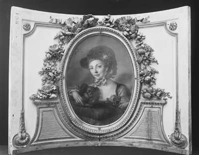 Žena se psem jeden ze sady, 1770-90. od ca. 1775 . French Painter