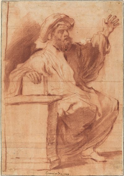Sedící prorok od called Guercino Follower of Giovanni Francesco Barbieri