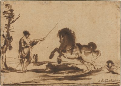 Krajina se zkrocením koně od called Guercino Giovanni Francesco Barbieri