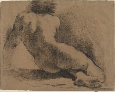 Sedící nahý chlapec při pohledu zezadu od called Guercino Giovanni Francesco Barbieri