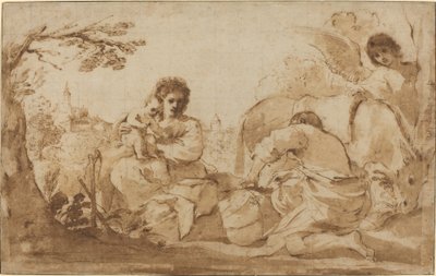 Zbytek na útěku do Egypta od called Guercino Giovanni Francesco Barbieri