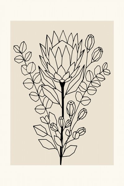 Minimalistická protea a eukalyptus od cartissi