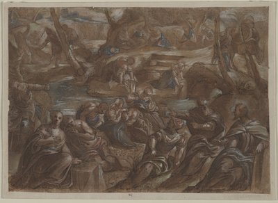 Kopie Tintorettovy Děti Izraele shromažďují mannu od copy after Jacopo Tintoretto