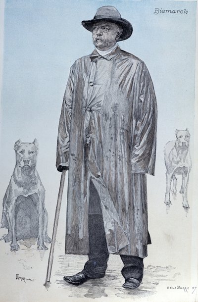 Kancléř Bismarck a jeho psi, obálka z La Revue Illustree vyrytá Florianem, říjen 1887 od de La Barre