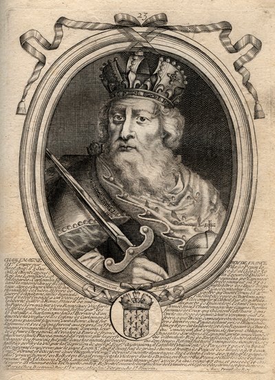 Karel Veliký (Charles I dit le Grand, Carolus Magnus, 742-814), král Franků - Karel Veliký (Carolus Magnus, Karel Veliký) (747-814) Král Franků a křesťanský císař Západu - rytina z 