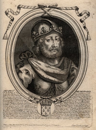 Dynastie Kapetovců: Portrét Jindřicha I. (1009-1060), krále franků v letech 1031 až 1060 - Jindřich I. (1009-1060) francouzský král - rytina z 