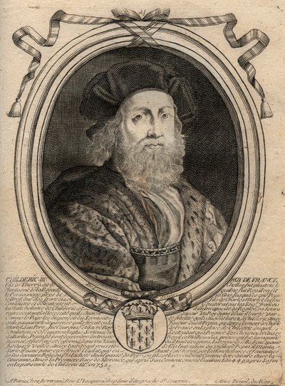 Dynastie Merovejců: Portrét Childerica III. (714-755) Král Franků - CHILDERIC III († 754) Král Franků, 741-751, a poslední z Merovejců - rytina z 