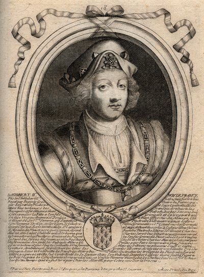 Portrét Dagoberta II., krále franků z roku 711a 716 - Dagoberta II. (676-679), krále Austrasie - rytina z 