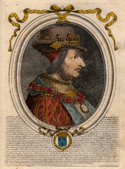 Portrét Ludvíka XI. (1423-1483), francouzského krále - Portrét francouzského krále Ludvíka XI. (1423-1483), francouzského krále - rytina z 