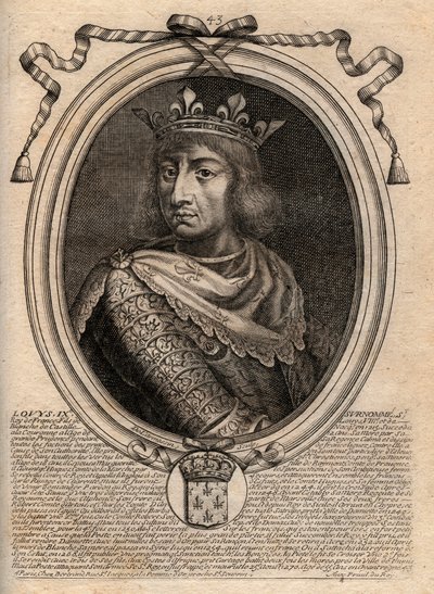 Portrét Saint Louis (Saint-Louis, Louis IX (1214-1270) - Saint Louis IX (1214-70) francouzský král - rytina z 